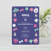 Invitation Fun Colorful Cute Dog Enfants Anniversaire Fête (Debout devant)