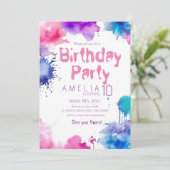 Invitation Fun Colorful Moderne Anniversaire de enfant Invita (Debout devant)