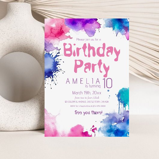 Invitation Fun Colorful Moderne Anniversaire de enfant Invita