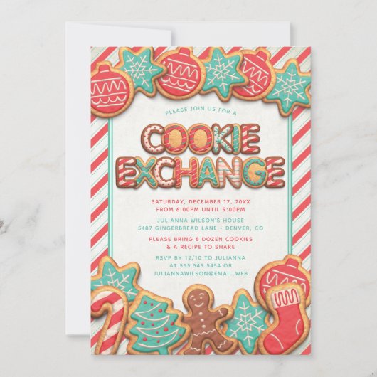 Invitation Fun Cookie Exchange Fête (Devant)