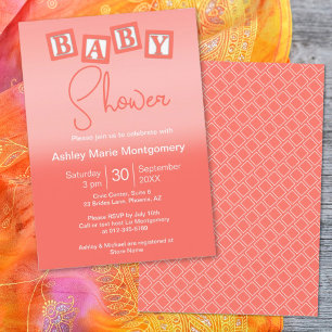 Invitation Fun Coral Ombre BABY Blocks Genre Neutre Douche