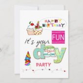 Invitation FUN Cupcake Joyeux Anniversaire (Devant)