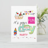 Invitation FUN Cupcake Joyeux Anniversaire (Debout devant)