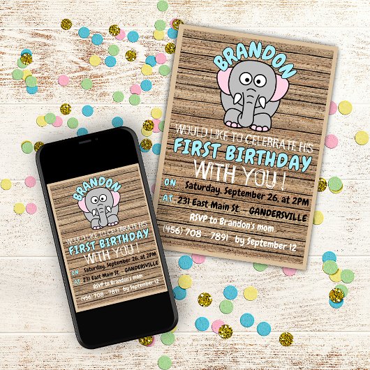 Invitation Fun Custom Boy's First Birthday Celebration Party
