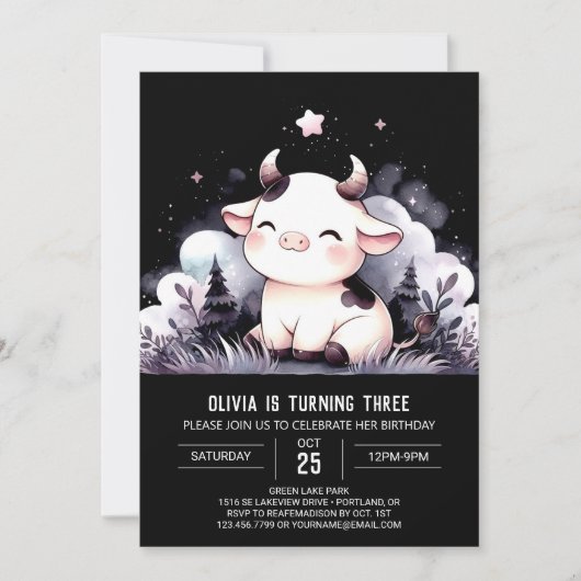 Invitation Fun Custom Cow Anniversaire (Devant)