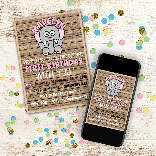 Invitation Fun Custom Girl's First Birthday Celebration Party