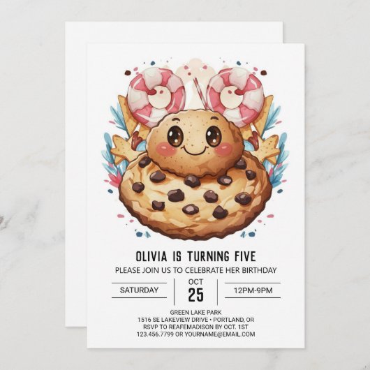 Invitation Fun Custom Sweets Cookies Anniversaire (Devant / Derrière)