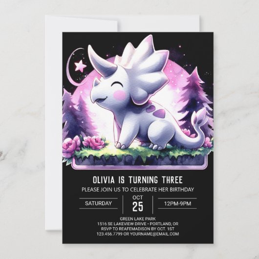 Invitation Fun Custom Triceratops Anniversaire (Devant)