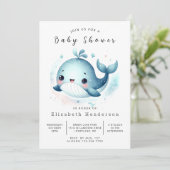 Invitation Fun Custom Whale Baby shower (Debout devant)