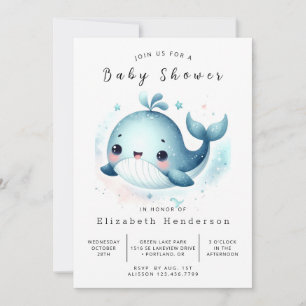 Invitation Fun Custom Whale Baby shower