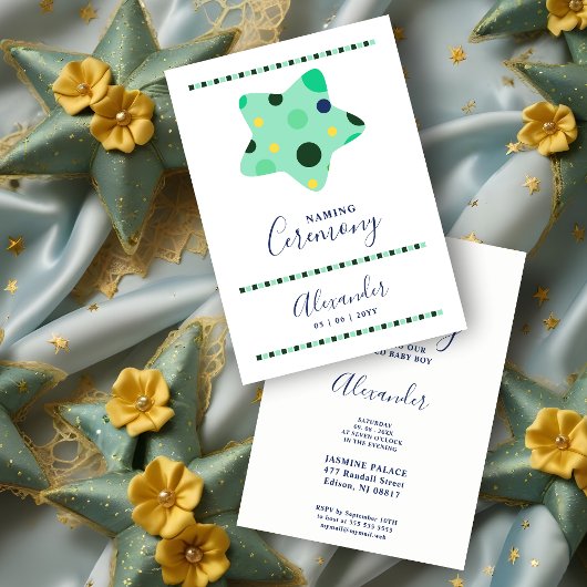 Invitation Fun Cute Blue & Green Shades Star Naming Ceremony