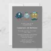 Invitation Fun Cute Skateboard Monster 1er anniversaire fête (Devant)