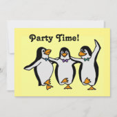 Invitation Fun Dancing Penguins Fête Heure! (Devant)