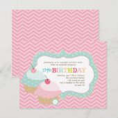 Invitation Fun de Cupcake fête d'anniversaire colorée (Devant / Derrière)