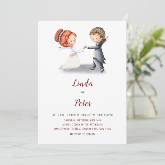 Invitation Fun Décontracté Bride Groom Unique Mariage (Debout devant)