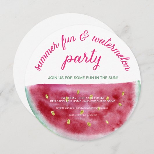 Invitation Fun d'été de Watermelon (Devant / Derrière)