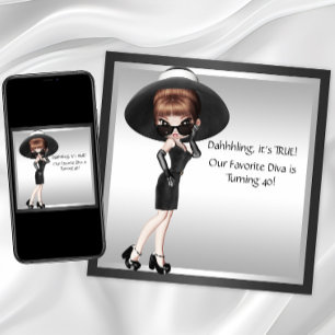 Invitation Fun Diva Favori femmes Black Anniversaire