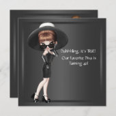 Invitation Fun Diva Favorite femmes Black 40e Anniversaire fê (Devant / Derrière)