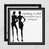 Invitation Fun Diva Favorite femmes Black 40e Anniversaire fê (Devant / Derrière)