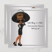 Invitation Fun Diva Favorite femmes Black 40e Anniversaire fê (Devant / Derrière)