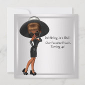 Invitation Fun Diva Favorite femmes Black 40e Anniversaire fê (Devant)