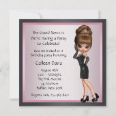 Invitation Fun Diva Favorite femmes rose noir 40e anniversair (Dos)