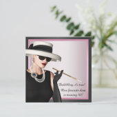Invitation Fun Diva femmes rose et noir 40e anniversaire (Debout devant)