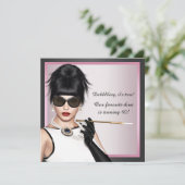 Invitation Fun Diva femmes rose et noir Anniversaire (Debout devant)