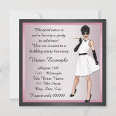 Invitation Fun Diva femmes rose et noir Anniversaire (Dos)