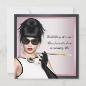 Invitation Fun Diva femmes rose et noir Anniversaire (Devant)