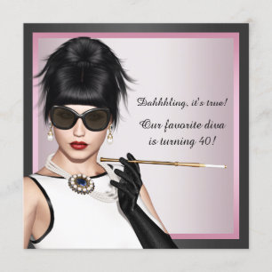 Invitation Fun Diva femmes rose et noir Anniversaire