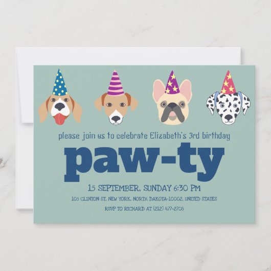 Invitation Fun Doggone Awesome Anniversaire Bash! anniversair (Devant)