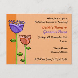 Invitation Fun Doodle Flowers Orange violet Répétition