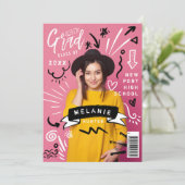 Invitation Fun Doodle Sketch Magazine Couverture Girl Grad (Debout devant)
