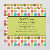 Invitation FUN Dots GREEN Baby Girl ou Boy Shower (Devant / Derrière)