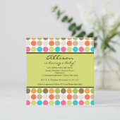 Invitation FUN Dots GREEN Baby Girl ou Boy Shower (Debout devant)