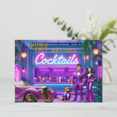 Invitation Fun Drive-in Cocktail Bar Birthday Couple Bulldog (Debout devant)