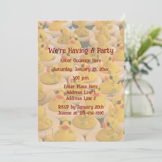 Invitation Fun Ducks en caoutchouc Jaune (Debout devant)