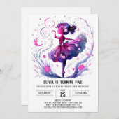 Invitation Fun Editable Ballerina Anniversaire (Devant / Derrière)