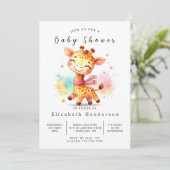 Invitation Fun Editable Giraffe Baby shower (Debout devant)