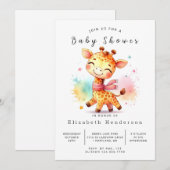 Invitation Fun Editable Giraffe Baby shower (Devant / Derrière)