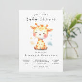 Invitation Fun Editable Giraffe Baby shower (Debout devant)