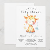 Invitation Fun Editable Giraffe Baby shower (Devant / Derrière)