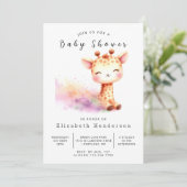 Invitation Fun Editable Giraffe Baby shower (Debout devant)