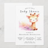 Invitation Fun Editable Giraffe Baby shower (Devant / Derrière)