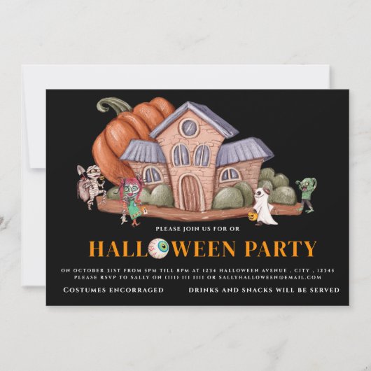 Invitation Fun éffrayant halloween costume fête (Devant)