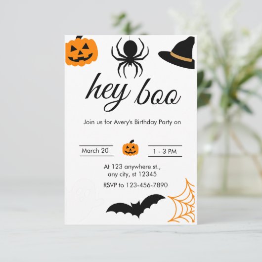Invitation Fun éffrayant Halloween fête d'anniversaire (Debout devant)