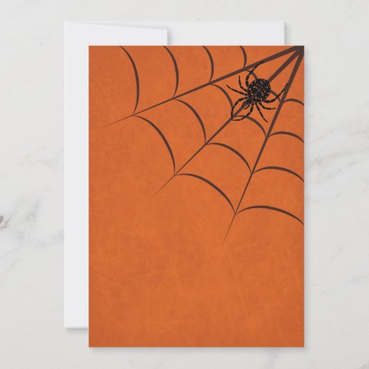 Invitation Fun Éffrayant Spider et Web Black Orange Halloween (Dos)