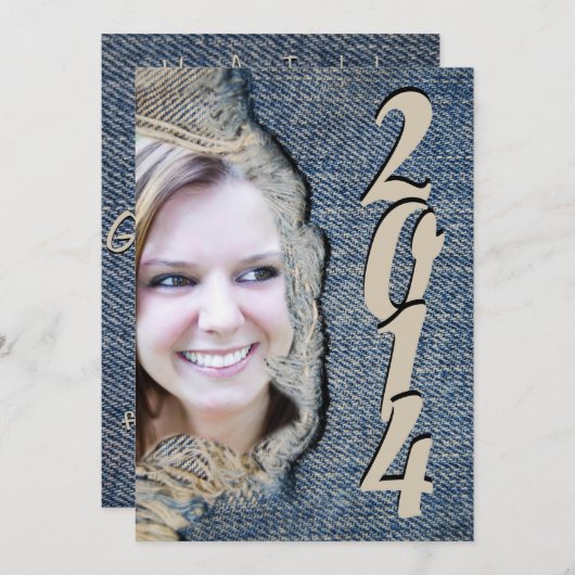 Invitation Fun et décontracté Blue Jean Graduation Party (Devant / Derrière)
