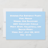 Invitation Fun été fête d'anniversaire (Dos)